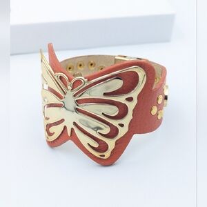 Carmen Steffens orange gold tone butterfly cuff bracelet